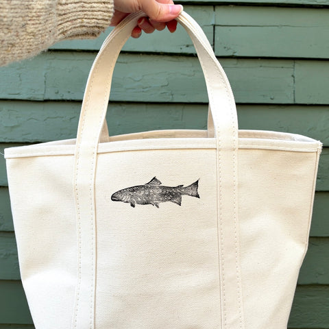 Hand Block Printed L.L. Bean Boat & Tote, Natural No. 8