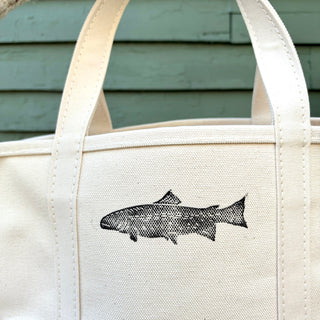 Hand Block Printed L.L. Bean Boat & Tote, Natural No. 8