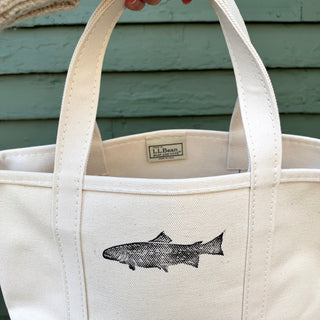 Hand Block Printed L.L. Bean Boat & Tote, Natural No. 8
