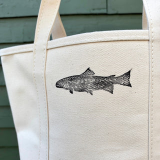 Hand Block Printed L.L. Bean Boat & Tote, Natural No. 8