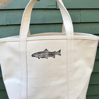 Hand Block Printed L.L. Bean Boat & Tote, Natural No. 8