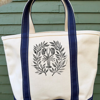 Hand Block Printed L.L. Bean Boat & Tote, Blue No. 9
