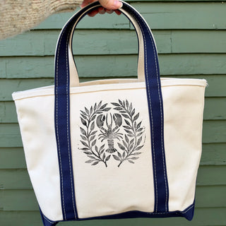 Hand Block Printed L.L. Bean Boat & Tote, Blue No. 9