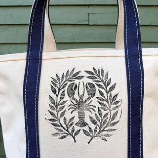 Hand Block Printed L.L. Bean Boat & Tote, Blue No. 9