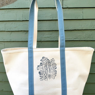 Hand Block Printed L.L. Bean Boat & Tote, Slate No. 14