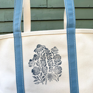 Hand Block Printed L.L. Bean Boat & Tote, Slate No. 14