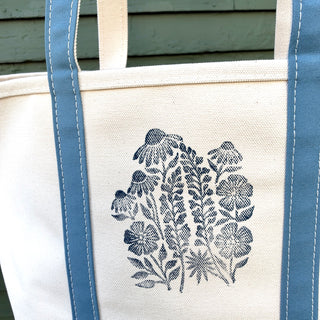Hand Block Printed L.L. Bean Boat & Tote, Slate No. 14