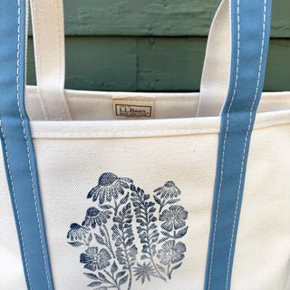 Hand Block Printed L.L. Bean Boat & Tote, Slate No. 14