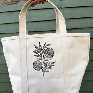 Hand Block Printed L.L. Bean Boat & Tote, Natural No. 17