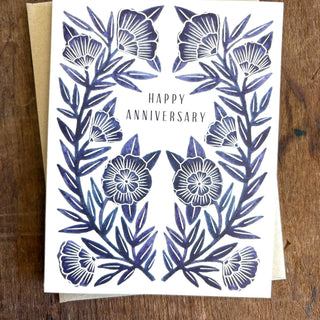 "Happy Anniversary" Blue Greeting Card