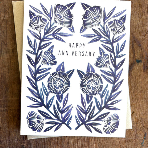 "Happy Anniversary" Blue Greeting Card