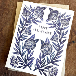 "Happy Anniversary" Blue Greeting Card