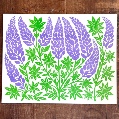 Garden Series: Lupines Risograph Print