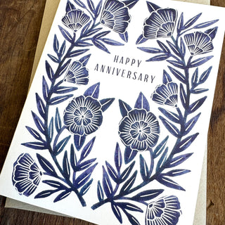"Happy Anniversary" Blue Greeting Card
