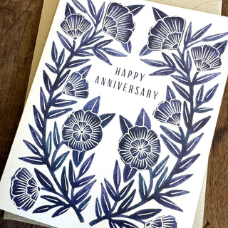 "Happy Anniversary" Blue Greeting Card