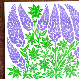 Garden Series: Lupines Risograph Print