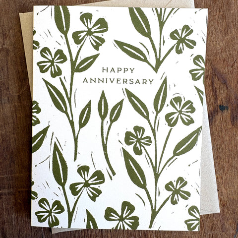 "Happy Anniversary" Green Greeting Card