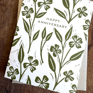 "Happy Anniversary" Green Greeting Card