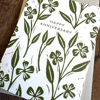 "Happy Anniversary" Green Greeting Card