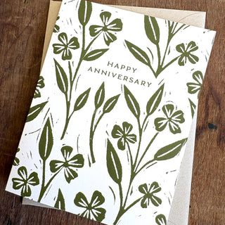 "Happy Anniversary" Green Greeting Card