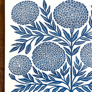 Garden Series: Navy Marigold Risograph Print