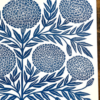 Garden Series: Navy Marigold Risograph Print
