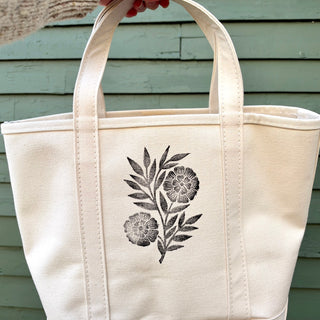 Hand Block Printed L.L. Bean Boat & Tote, Natural No. 21