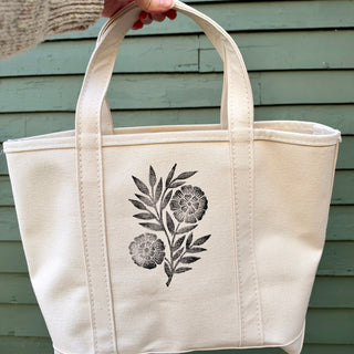 Hand Block Printed L.L. Bean Boat & Tote, Natural No. 21