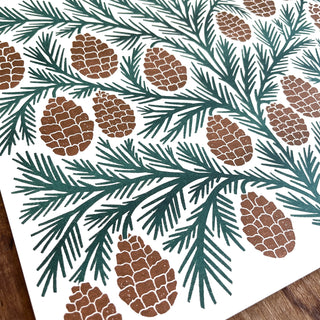 Holiday Garden Series: Pinecone Risograph Print