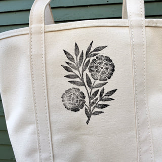 Hand Block Printed L.L. Bean Boat & Tote, Natural No. 21