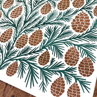 Holiday Garden Series: Pinecone Risograph Print