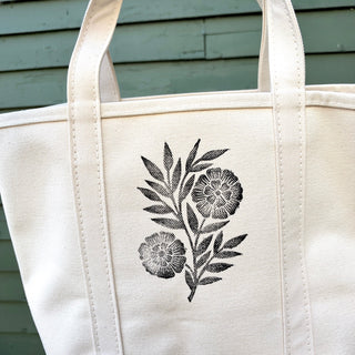 Hand Block Printed L.L. Bean Boat & Tote, Natural No. 21