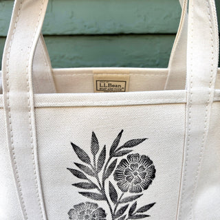 Hand Block Printed L.L. Bean Boat & Tote, Natural No. 21