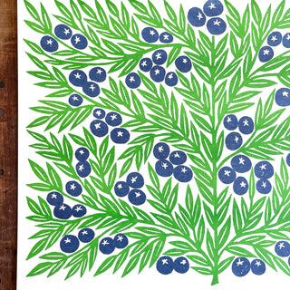 Garden Series: Blueberries Risograph Print