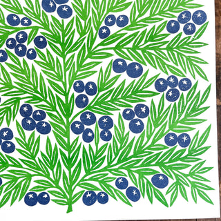 Garden Series: Blueberries Risograph Print