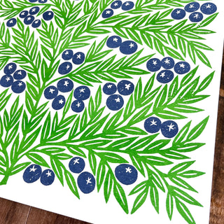 Garden Series: Blueberries Risograph Print
