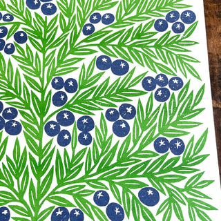 Garden Series: Blueberries Risograph Print