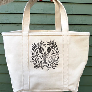 Hand Block Printed L.L. Bean Boat & Tote, Natural No. 23