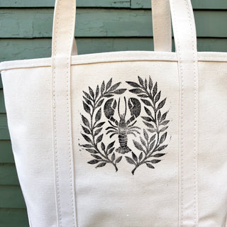 Hand Block Printed L.L. Bean Boat & Tote, Natural No. 23