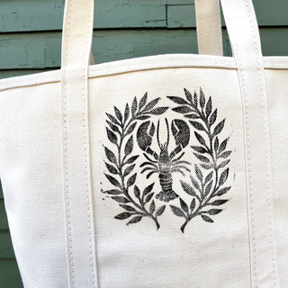 Hand Block Printed L.L. Bean Boat & Tote, Natural No. 23