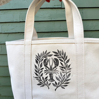Hand Block Printed L.L. Bean Boat & Tote, Natural No. 23