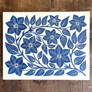 Garden Series: Navy Clematis Risograph Print