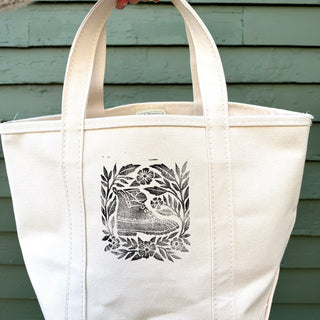 Hand Block Printed L.L. Bean Boat & Tote, Natural No. 24