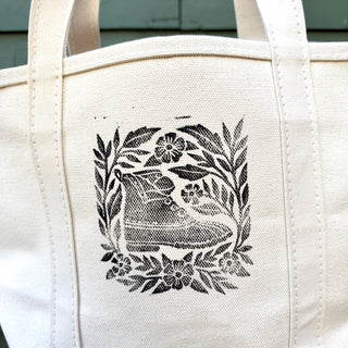 Hand Block Printed L.L. Bean Boat & Tote, Natural No. 24