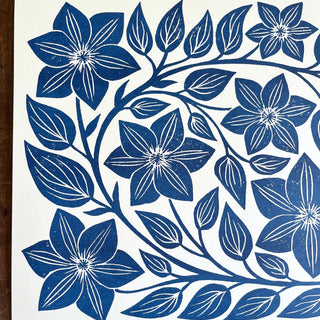 Garden Series: Navy Clematis Risograph Print