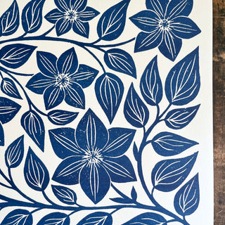 Garden Series: Navy Clematis Risograph Print
