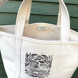 Hand Block Printed L.L. Bean Boat & Tote, Natural No. 24