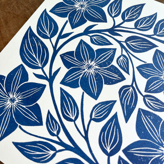 Garden Series: Navy Clematis Risograph Print