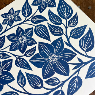 Garden Series: Navy Clematis Risograph Print