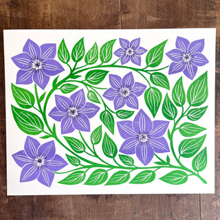 Garden Series: Clematis Risograph Print